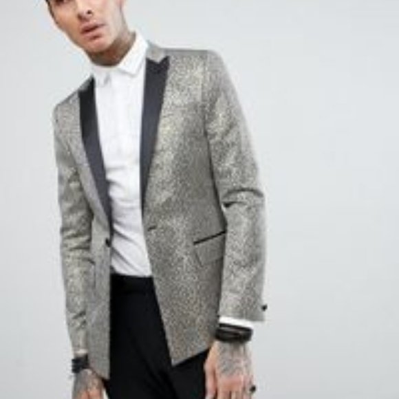 Gold Skinny Tux Jacket